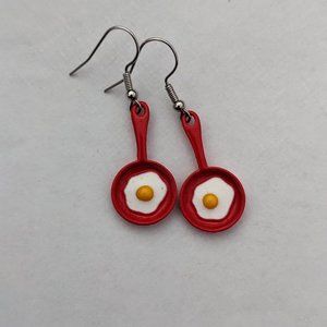 Frying Pan Eggy Earrings